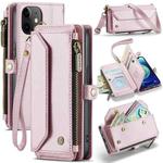 For iPhone 12 mini CaseMe C36 Card Slots Zipper Wallet RFID Anti-theft Leather Phone Case(Pink)