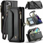 For iPhone 13 mini CaseMe C36 Card Slots Zipper Wallet RFID Anti-theft Leather Phone Case(Black)