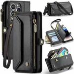 For iPhone 14 Pro CaseMe C36 Card Slots Zipper Wallet RFID Anti-theft Leather Phone Case(Black)