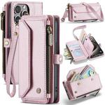 For iPhone 15 Pro Max CaseMe C36 Card Slots Zipper Wallet RFID Anti-theft Leather Phone Case(Pink)