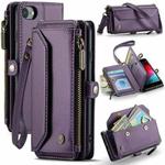 For iPhone SE 2022 / SE 2020 CaseMe C36 Card Slots Zipper Wallet RFID Anti-theft Leather Phone Case(Purple)