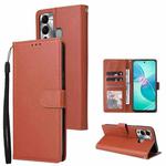For Infinix Hot 20 Play Multifunctional Horizontal Flip Leather Phone Case with Three Card Slot(Brown)