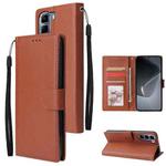 For Infinix Hot 50 5G Multifunctional Horizontal Flip Leather Phone Case with Three Card Slot(Brown)
