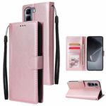 For Infinix Hot 50 5G Multifunctional Horizontal Flip Leather Phone Case with Three Card Slot(Rose Gold)