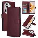 For OPPO Reno11 Pro 5G Global Multifunctional Horizontal Flip Leather Phone Case with Three Card Slot(Wine Red)