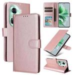 For OPPO Reno11 5G Global Multifunctional Horizontal Flip Leather Phone Case with Three Card Slot(Rose Gold)