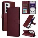 For OPPO Reno12 Pro 5G Global Multifunctional Horizontal Flip Leather Phone Case with Three Card Slot(Wine Red)