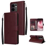 For OPPO Reno13 F 4G / 5G 3-Card Slots Multifunctional Leather Phone Case(Wine Red)