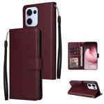 For OPPO Reno13 5G Global 3-Card Slots Multifunctional Leather Phone Case(Wine Red)