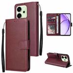 For OPPO Reno14 5G Global 3-Card Slots Multifunctional Leather Phone Case(Wine Red)