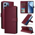 For Realme C63 4G 3-Card Slots Multifunctional Leather Phone Case(Wine Red)