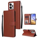 For Realme 14 5G 3-Card Slots Multifunctional Leather Phone Case(Brown)