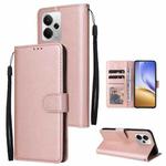 For Realme 14 5G 3-Card Slots Multifunctional Leather Phone Case(Rose Gold)