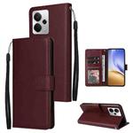 For Realme 14 5G 3-Card Slots Multifunctional Leather Phone Case(Wine Red)
