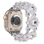 For Apple Watch Ultra 2 49mm Beaded Pearl Gemstone Bracelet Watch Band(White)