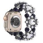 For Apple Watch Ultra 2 49mm Beaded Pearl Gemstone Bracelet Watch Band(Black)