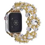 For Apple Watch Series 9 45mm Beaded Pearl Gemstone Bracelet Watch Band(Gold)