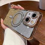 For iPhone 13 Diamond Gradient Glitter Plated MagSafe Phone Case(Gold)