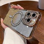 For iPhone 16 Pro Max Diamond Gradient Glitter Plated MagSafe Phone Case(Gold)