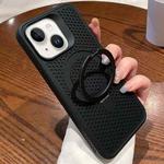 For iPhone 13 Hollow Cooling Magsafe Phone Case with Holder(Black)