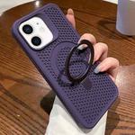 For iPhone 12 Hollow Cooling Magsafe Phone Case with Holder(Purple)