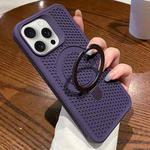 For iPhone 12 Pro Hollow Cooling Magsafe Phone Case with Holder(Purple)