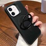 For iPhone 11 Hollow Cooling Magsafe Phone Case with Holder(Black)