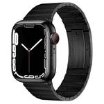 For Apple Watch Series 3 38mm PG65 Single Bead Bamboo Joint Spring Bars Titanium Metal Watch Band(Black)