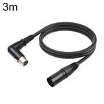 XK041L XLR 3pin Straight Male to Elbow Female Audio Cable, Length:3m(Black)