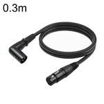 XK042L XLR 3pin Straight Female to Elbow Male Audio Cable, Length:0.3m(Black)