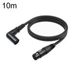 XK042L XLR 3pin Straight Female to Elbow Male Audio Cable, Length:10m(Black)