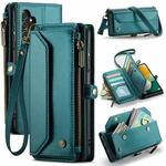 For Samsung Galaxy A13 5G / 4G CaseMe C36 Card Slots Zipper Wallet RFID Anti-theft Leather Phone Case(Blue-green)