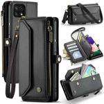 For Samsung Galaxy A22 5G CaseMe C36 Card Slots Zipper Wallet RFID Anti-theft Leather Phone Case(Black)