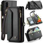 For Samsung Galaxy A30s / A50s / A50 CaseMe C36 Card Slots Zipper Wallet RFID Anti-theft Leather Phone Case(Black)