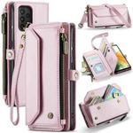 For Samsung Galaxy A33 5G CaseMe C36 Card Slots Zipper Wallet RFID Anti-theft Leather Phone Case(Pink)