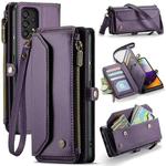 For Samsung Galaxy A52 / A52s 5G CaseMe C36 Card Slots Zipper Wallet RFID Anti-theft Leather Phone Case(Purple)