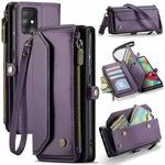 For Samsung Galaxy A71 4G CaseMe C36 Card Slots Zipper Wallet RFID Anti-theft Leather Phone Case(Purple)