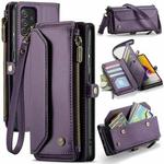 For Samsung Galaxy A72 CaseMe C36 Card Slots Zipper Wallet RFID Anti-theft Leather Phone Case(Purple)