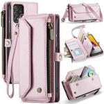 For Samsung Galaxy A72 CaseMe C36 Card Slots Zipper Wallet RFID Anti-theft Leather Phone Case(Pink)