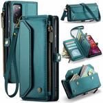 For Samsung Galaxy S20 FE CaseMe C36 Card Slots Zipper Wallet RFID Anti-theft Leather Phone Case(Blue-green)