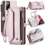 For Samsung Galaxy S20 FE CaseMe C36 Card Slots Zipper Wallet RFID Anti-theft Leather Phone Case(Pink)