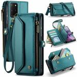 For Samsung Galaxy S20+ CaseMe C36 Card Slots Zipper Wallet RFID Anti-theft Leather Phone Case(Blue-green)