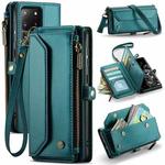 For Samsung Galaxy S20 Ultra CaseMe C36 Card Slots Zipper Wallet RFID Anti-theft Leather Phone Case(Blue-green)