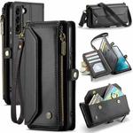 For Samsung Galaxy S22+ 5G CaseMe C36 Card Slots Zipper Wallet RFID Anti-theft Leather Phone Case(Black)