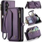 For Samsung Galaxy S23 FE 5G CaseMe C36 Card Slots Zipper Wallet RFID Anti-theft Leather Phone Case(Purple)