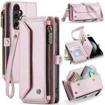 For Samsung Galaxy S23 FE 5G CaseMe C36 Card Slots Zipper Wallet RFID Anti-theft Leather Phone Case(Pink)