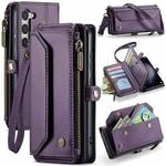For Samsung Galaxy S23+ 5G CaseMe C36 Card Slots Zipper Wallet RFID Anti-theft Leather Phone Case(Purple)