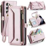 For Samsung Galaxy S23+ 5G CaseMe C36 Card Slots Zipper Wallet RFID Anti-theft Leather Phone Case(Pink)