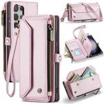 For Samsung Galaxy S23 Ultra 5G CaseMe C36 Card Slots Zipper Wallet RFID Anti-theft Leather Phone Case(Pink)