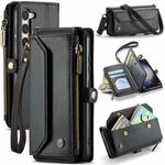 For Samsung Galaxy S23 5G CaseMe C36 Card Slots Zipper Wallet RFID Anti-theft Leather Phone Case(Black)